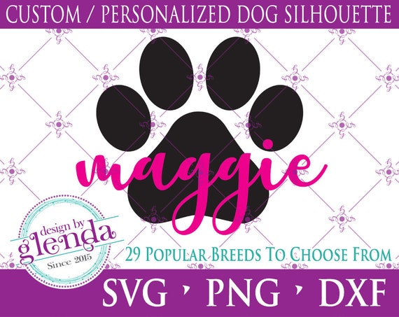 Download Dog Paw Print Silhouette Personalized With Your Dog S Name Etsy PSD Mockup Templates