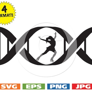 In My DNA Female Figure Skater in a DNA Symbol - svg cutting files PLUS eps/vector, jpg, png - 300dpi