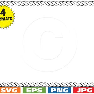 May include: Black and white rope border frame with the text "4 FORMATS" in a yellow starburst. The frame is empty and ready for text or images.