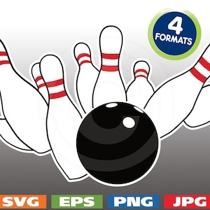 3-Color Bowling Strike Bild - svg Schneidedateien PLUS eps/vektor, jpg, png - 300dpi