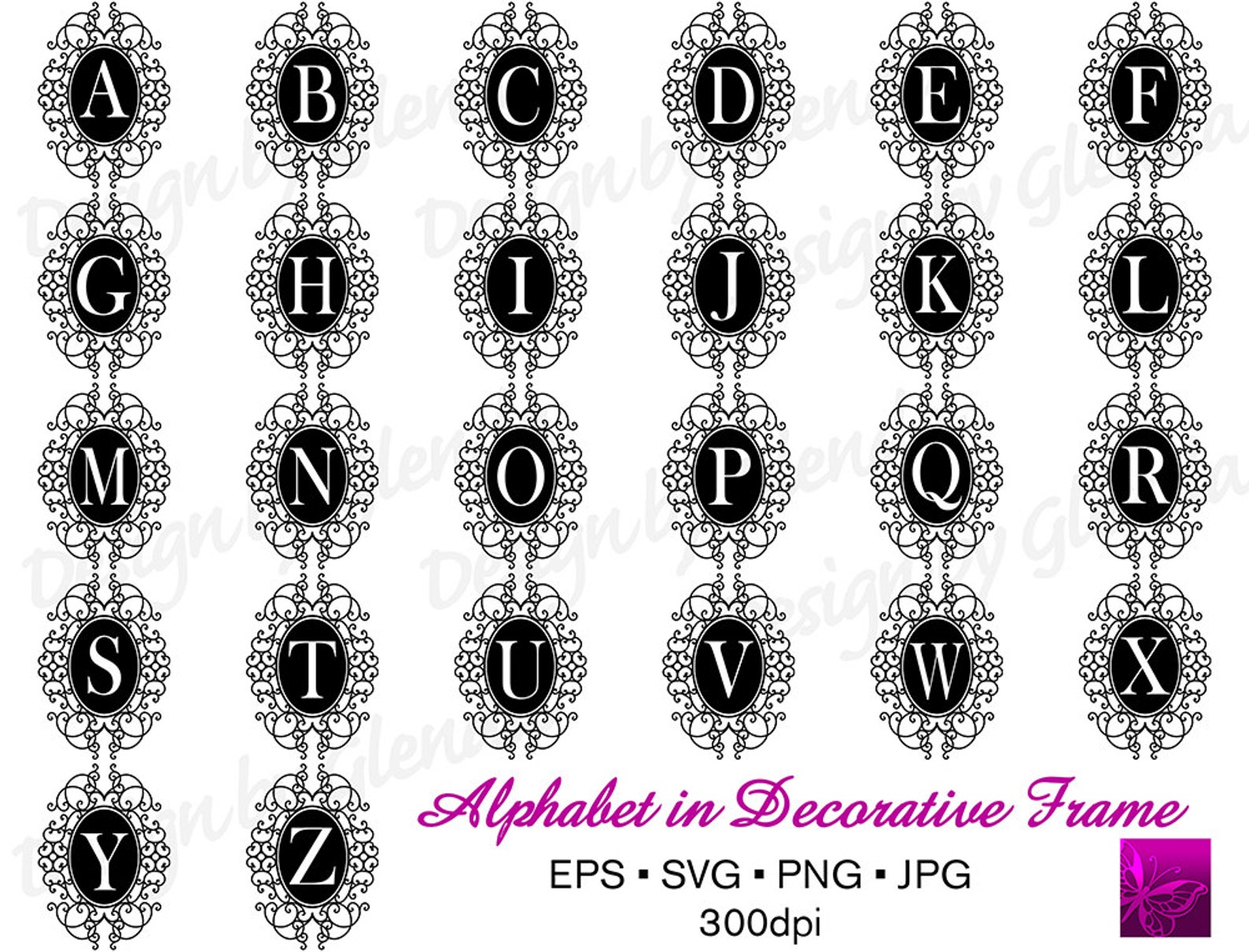 Ornamental Frame With Alphabet - Svg Cutting Files PLUS Eps/vector, Jpg ...