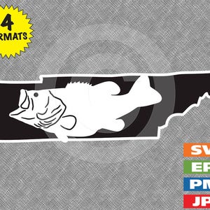 Tennessee met Largemouth Bass - svg snijden bestanden PLUS eps/vector-, jpg-, png - 300dpi