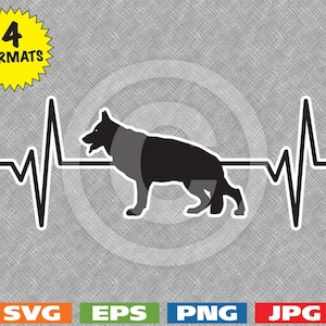 Heartbeat - German Shepherd Image - svg cutting file PLUS eps/vector, jpg, png - 300dpi