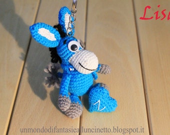 Mascotte del Napoli - Ciuccio Amigurumi - portachiavi - bomboniera - cuore - uncinetto