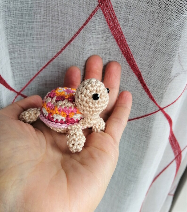 Turtle Crocheted Keychain Pink Bonbonniere Amigurumi Etsy