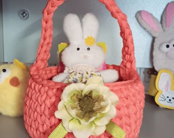 Crochet Easter basket various decorations - home decorations - heart - rabbit - carrot - flower