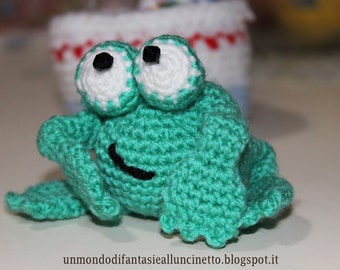 Rana amigurumi con zampette pieghevoli - crochet - bambino - giocattolo - bomboniera