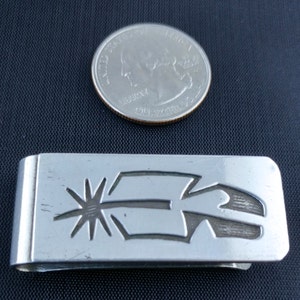 Nativo americano Silver Money Clip - Pluma, joyería nativa americana, turquesa