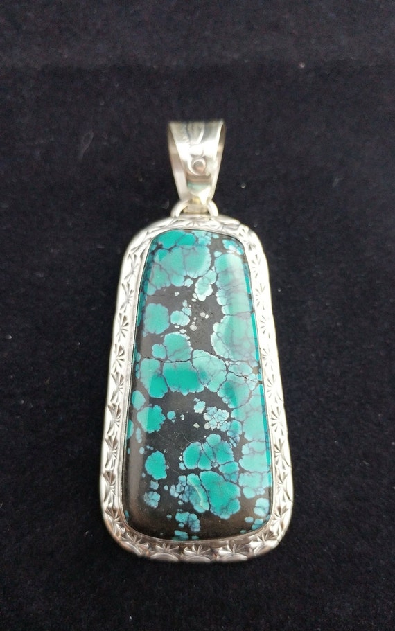 Sterling Silver Pendant w/ Turquoise, Native Amer… - image 2