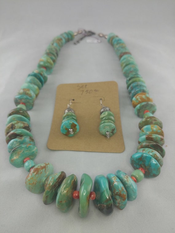 400 Grams Mind Boggling Vintage Santo Domingo Turquoise Coral Heishi Necklace 400 Grams Mind Boggling Vintage Santo Domingo Turquoise Coral Heishi Necklace