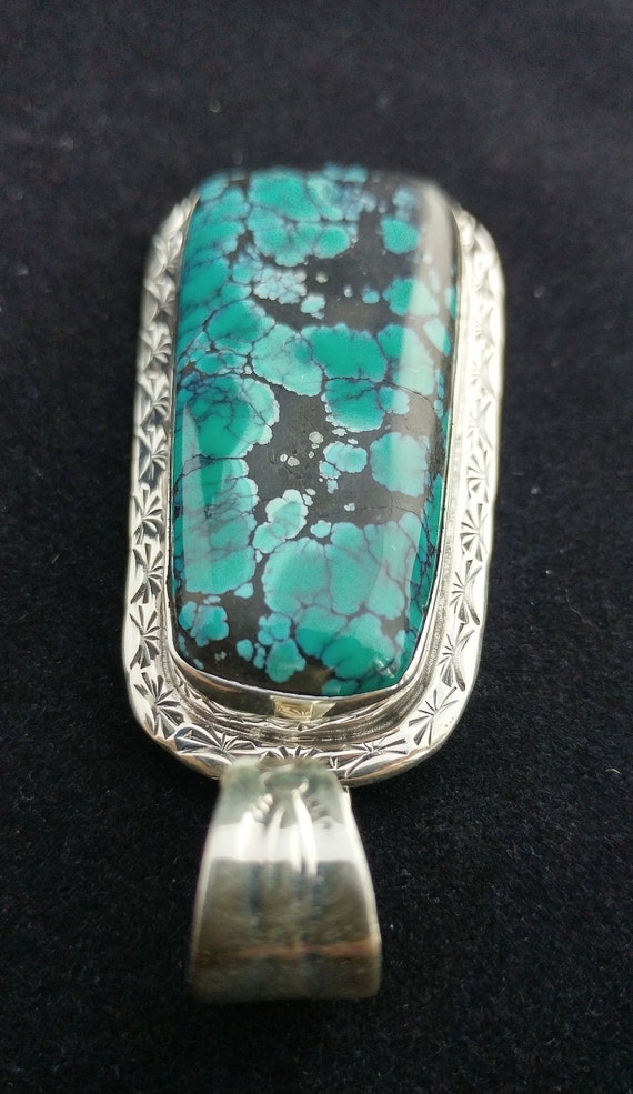 Sterling Silver Pendant w/ Turquoise, Native Amer… - image 4