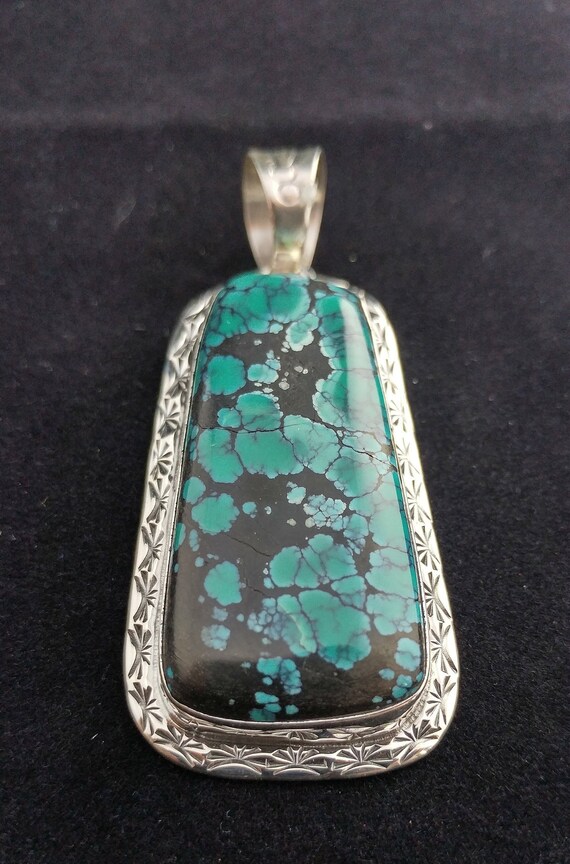 Sterling Silver Pendant w/ Turquoise, Native Amer… - image 3