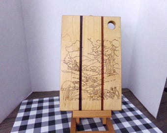 Cabin w/ Stream Cutting Board