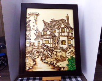 House w/ Turret - Framed