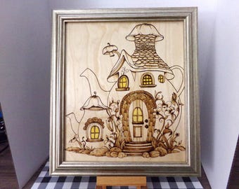 Teapots w/Flowers - Framed
