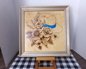 Hat w/ Flowers- Framed