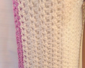 Crochet White Krinkle with Orchid Krinkle Trim Duster