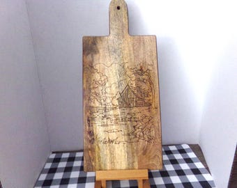Barn on Cutting Board w/ Handle