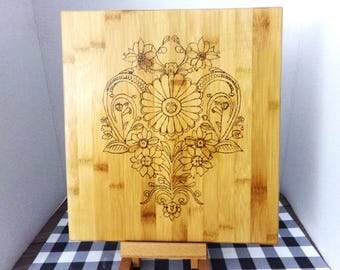 Floral on Bamboo Board