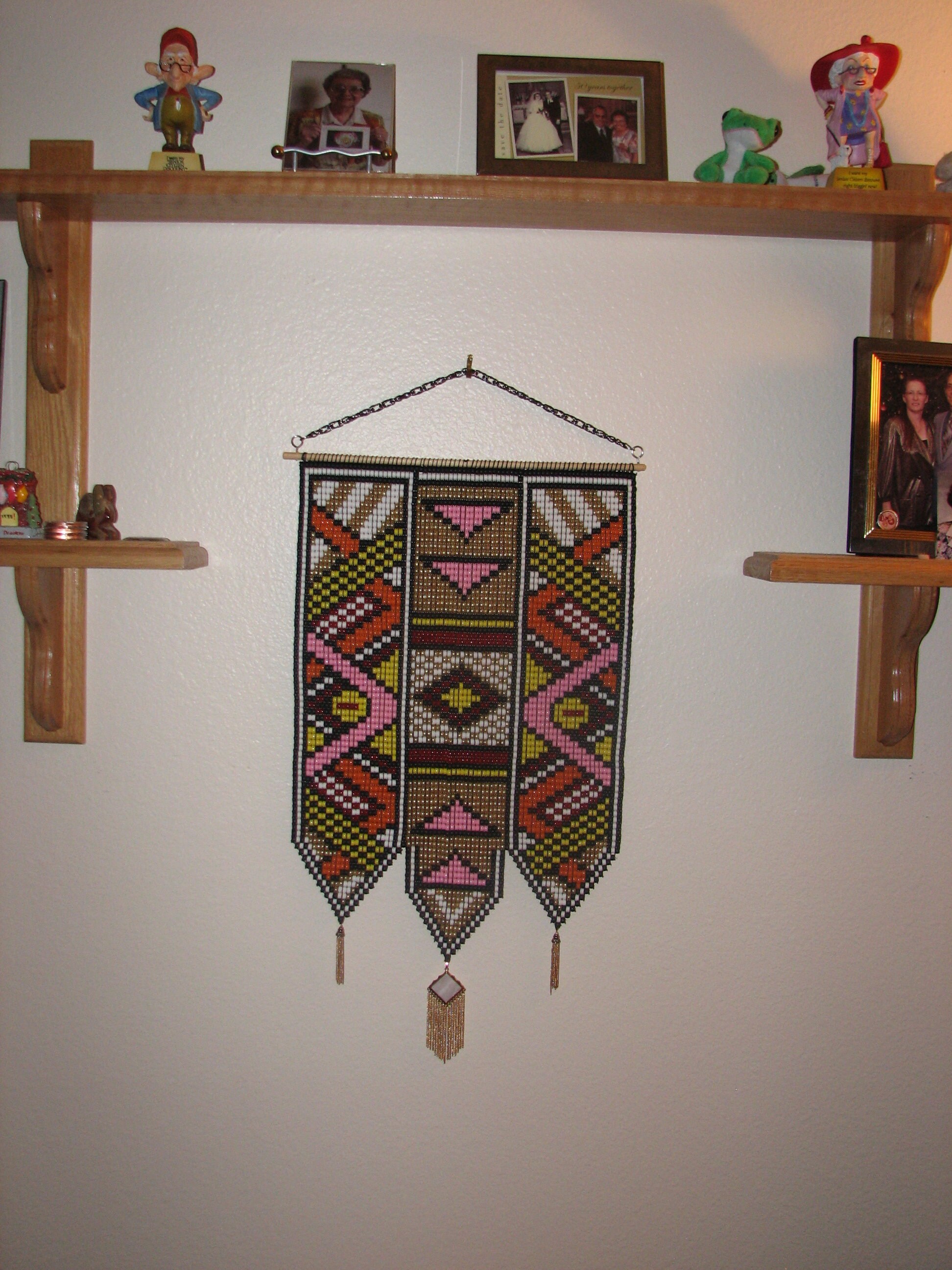 3 Panel & Yellow Beaded Wall Art