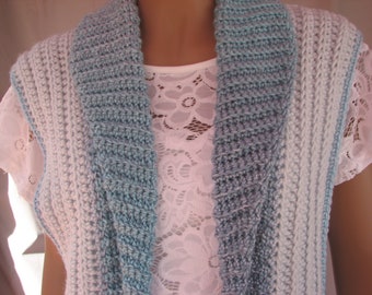 Crochet Artic Ice and Blue Vest