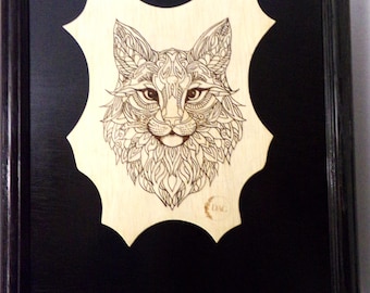 Kitty Plaque on Black - Framed