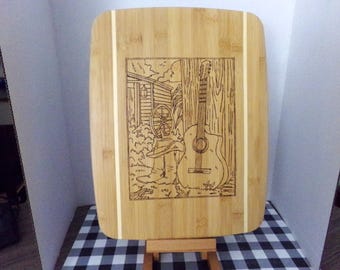 Guitar & Boots Cutting Board