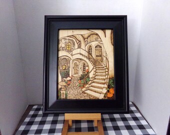 Villa with Pumpkins - Framed