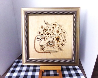 Telephone w/ Flowers - Framed