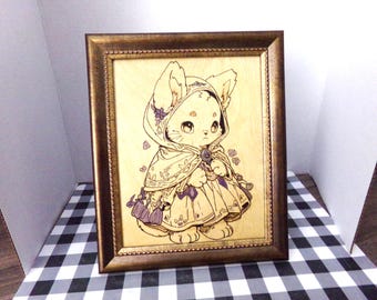 Purple Bunny- Framed