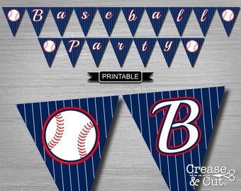 Printable Baseball Party Decorations Pennant Banner Garland Flags Digital PDF Instant Download for Birthday or Baby Shower - Baseball Party