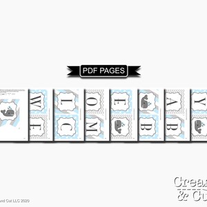 Printable Whale Baby Shower Decoration in Baby Blue and Gray - Etsy