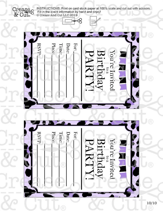 Diy Purple Leopard Print Birthday Party Decorations Printable Etsy