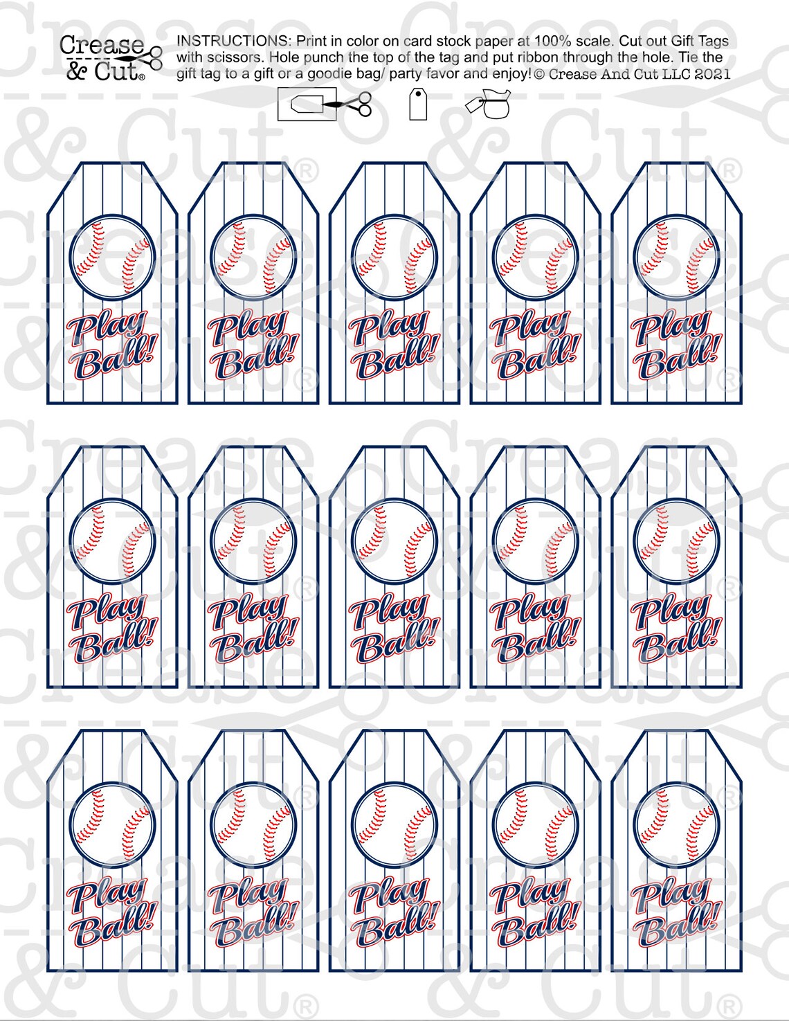 DIY Baseball Gift Tags for Goodie Bags Party Favors Treat Bags Etsy