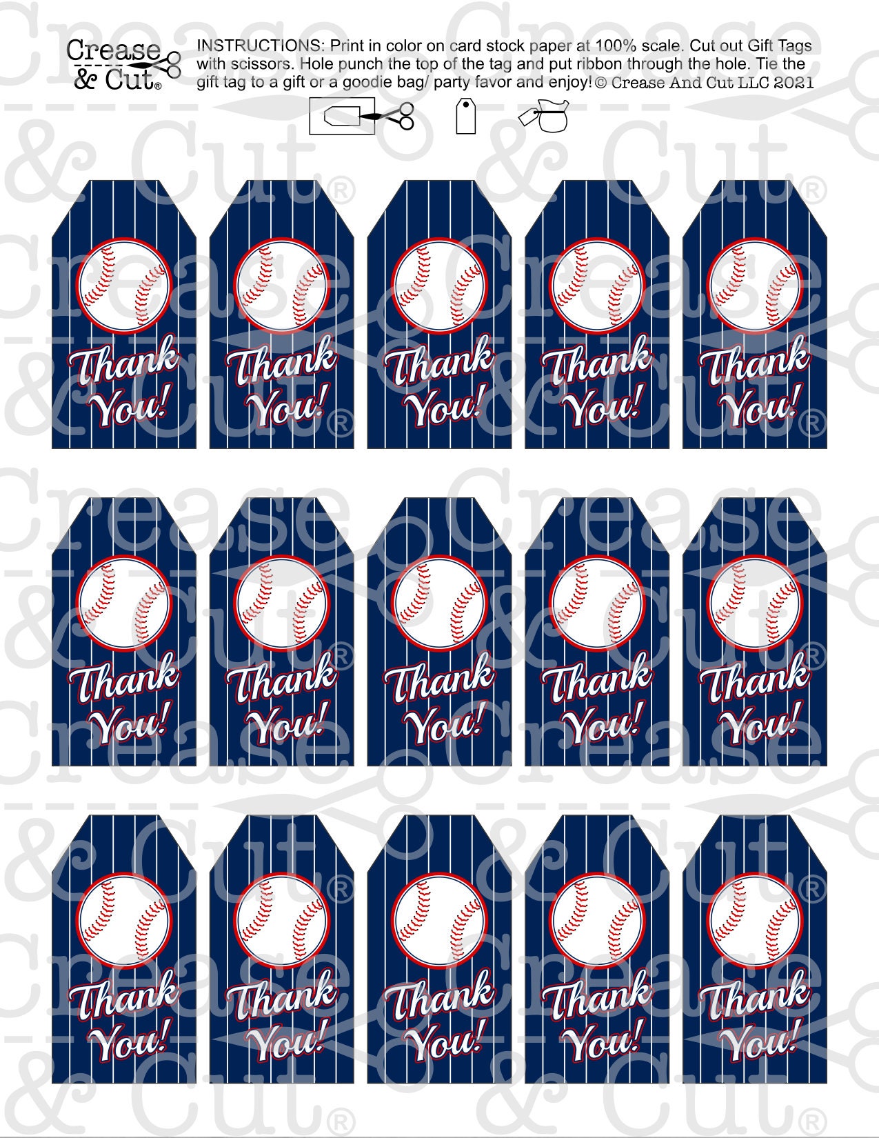 Baseball MLB Birthday Favor Thank You Gift Tags 10 ea Personalized Any –  Virginia Design Shop