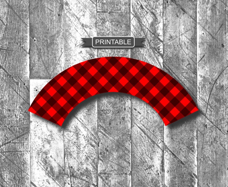 Red and Black Buffalo Plaid Baby Shower Birthday Party Decorations Printable Cupcake Wrappers Printable PDF Instant Download