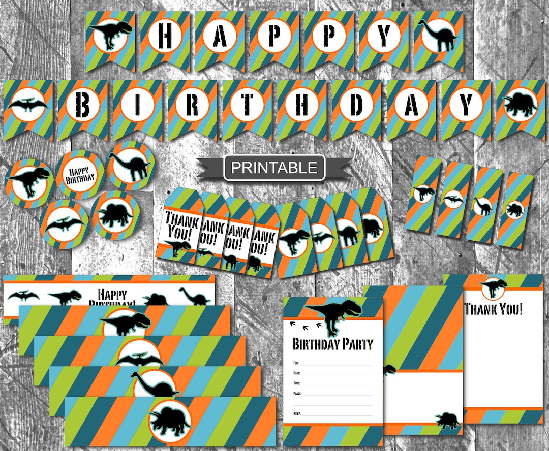 DIY Dinosaur Birthday Party Decorations Package Printable PDF - Etsy
