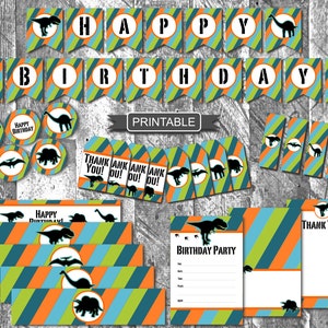 DIY Dinosaur Birthday Party Decorations Package Printable PDF - Etsy