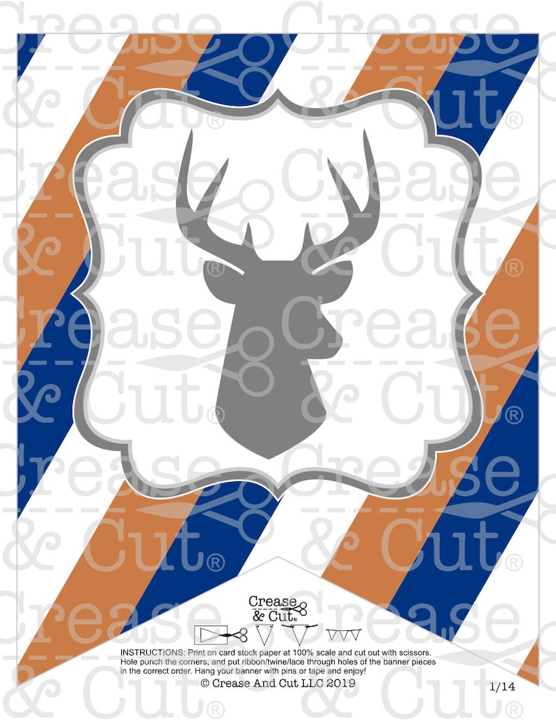 Stag Deer Baby Shower Banner Baby Shower Games Printable PDFs Instant Download Water Bottle Wrappers Food Labels Cupcake Toppers It/'s A Boy