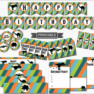 DIY Dinosaur Birthday Party Decorations Package Printable PDF - Etsy