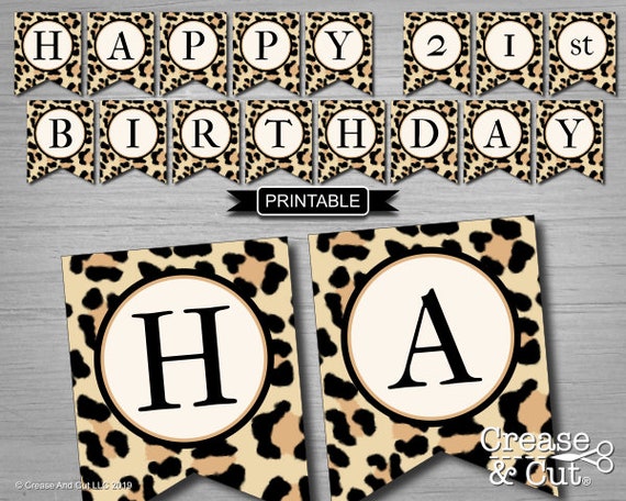Leopard Print Cheetah Print Birthday Party Decoration Banner Etsy