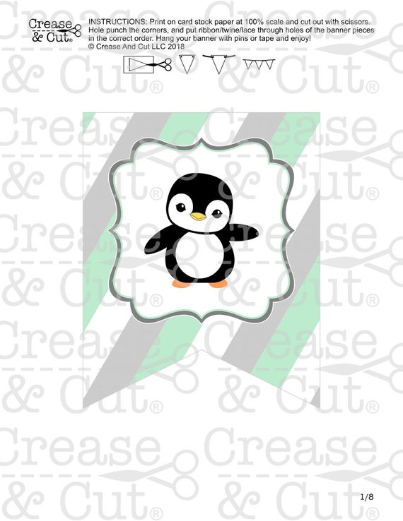 Penguin Baby Shower Banner Baby Shower Decorations Bunting Etsy
