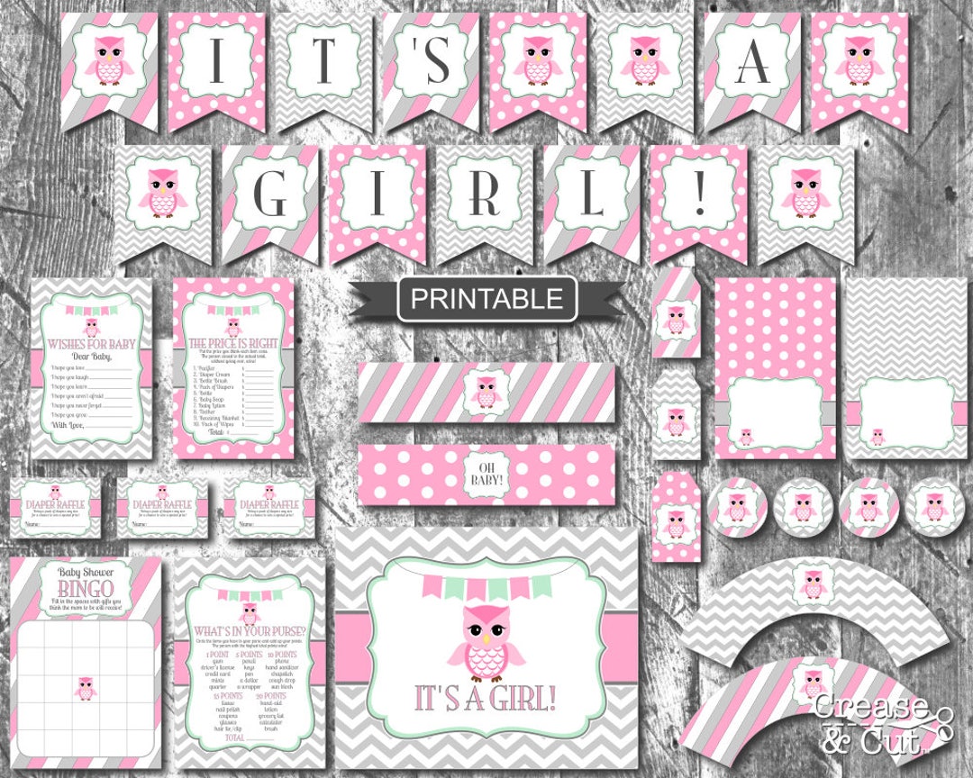 Printable Owl Baby Shower Decorations and Games Package - Etsy