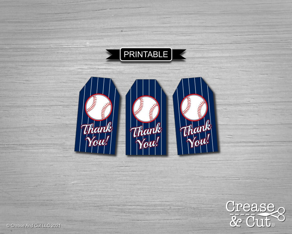 Printable Baseball Thank You Gift Tags Goodie Bags Party Favor Etsy