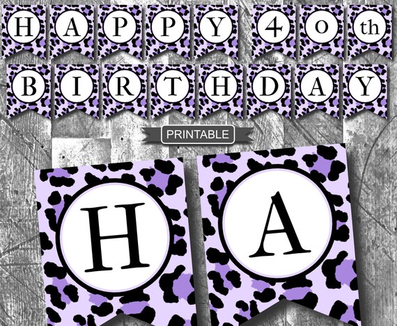 Purple Leopard Print Cheetah Print Birthday Party Decoration Etsy