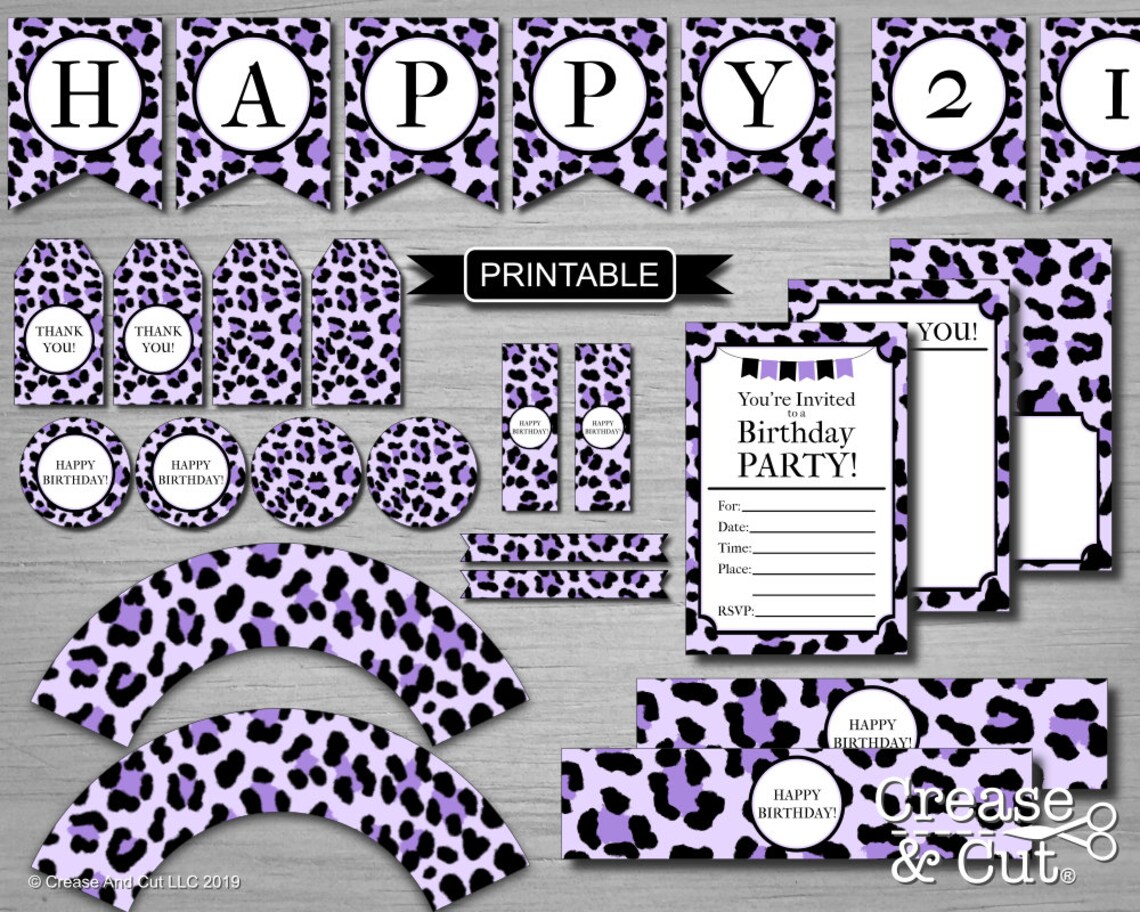 DIY Purple Leopard Print Birthday Party Decorations Printable - Etsy