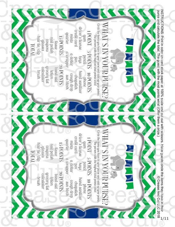 Diy Navy Blue Kelly Green Elephant Baby Shower Decorations And Etsy