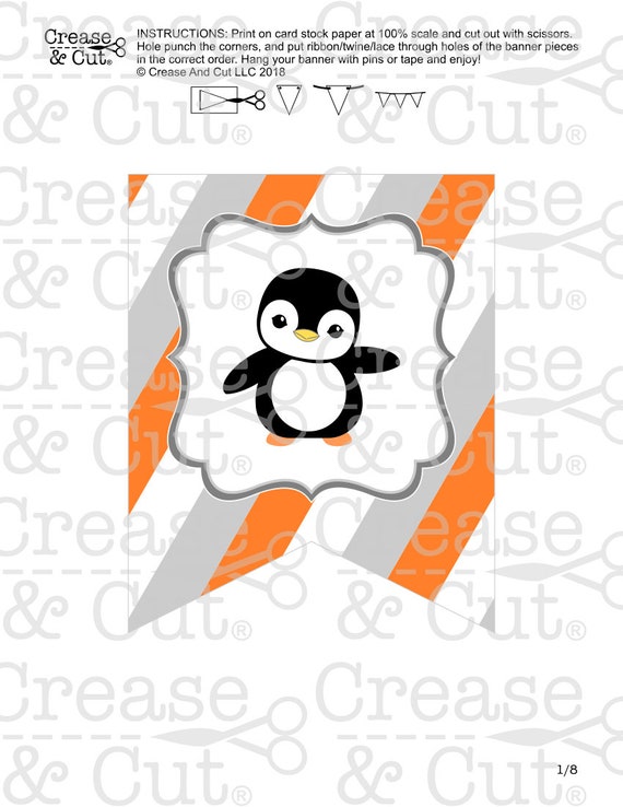 Orange And Grey Girl Or Boy Penguin Baby Shower Decoration Etsy