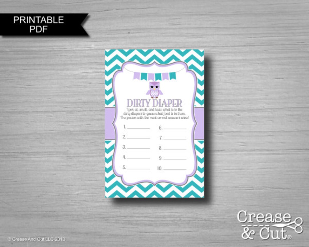 Printable Dirty Diaper Baby Shower Game in Teal Green Lavender - Etsy