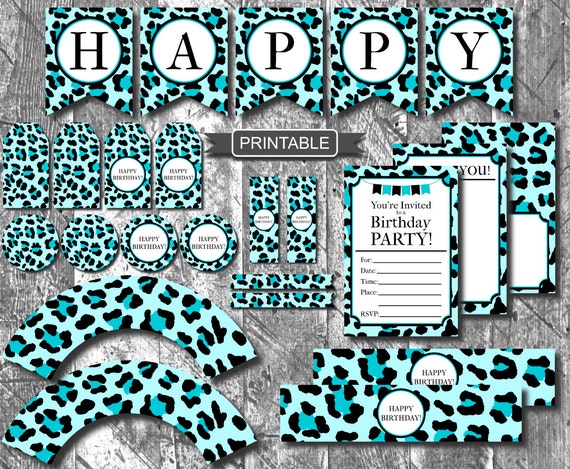 Diy Teal Leopard Print Cheetah Print Birthday Party Etsy